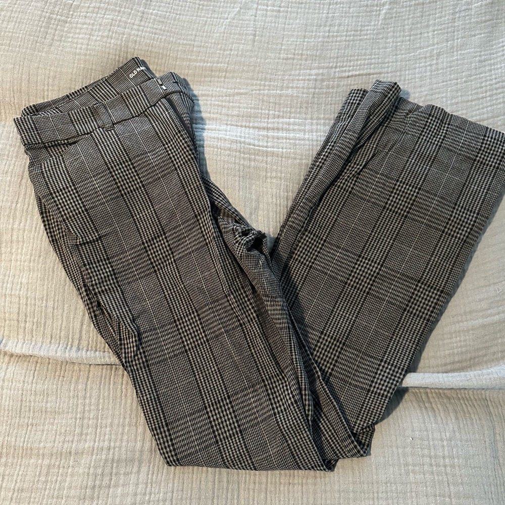 Old Navy Black and White Plaid Pixie Flare Pants